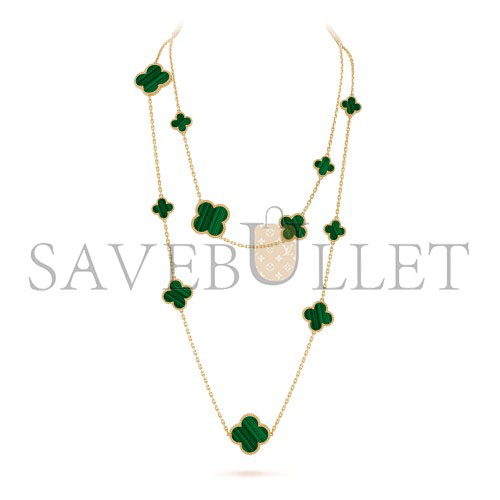 VAN CLEEF ARPELS MAGIC ALHAMBRA LONG NECKLACE, 16 MOTIFS - YELLOW GOLD, MALACHITE VCARO2AF00 VAN CLEEF ARPELS MAGIC ALHAMBRA LONG NECKLACE, 16 MOTIFS - YELLOW GOLD, MALACHITE VCARO2AF00