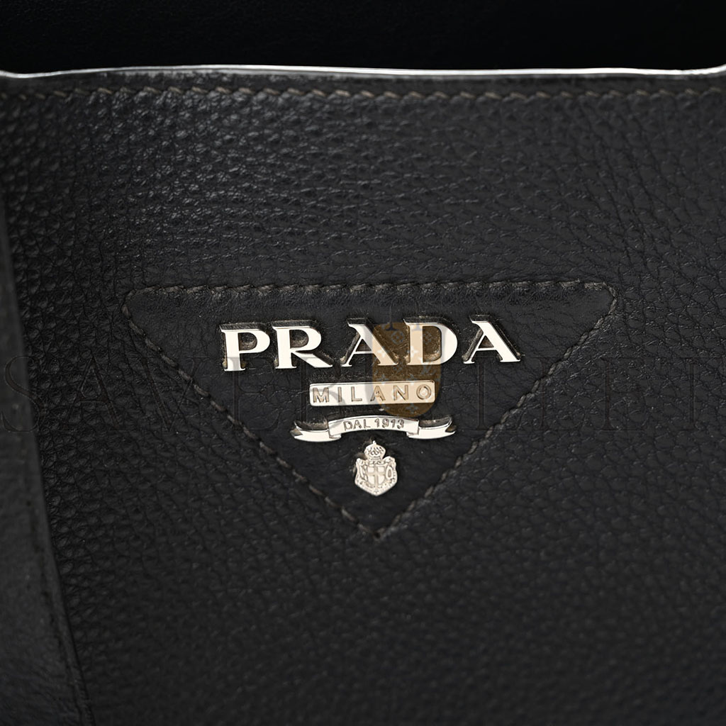 PRADA VITELLO DAINO SOFT MEDIUM DYNAMIQUE TOTE BLACK (25*22*13cm) PRADA VITELLO DAINO SOFT MEDIUM DYNAMIQUE TOTE BLACK (25*22*13cm)