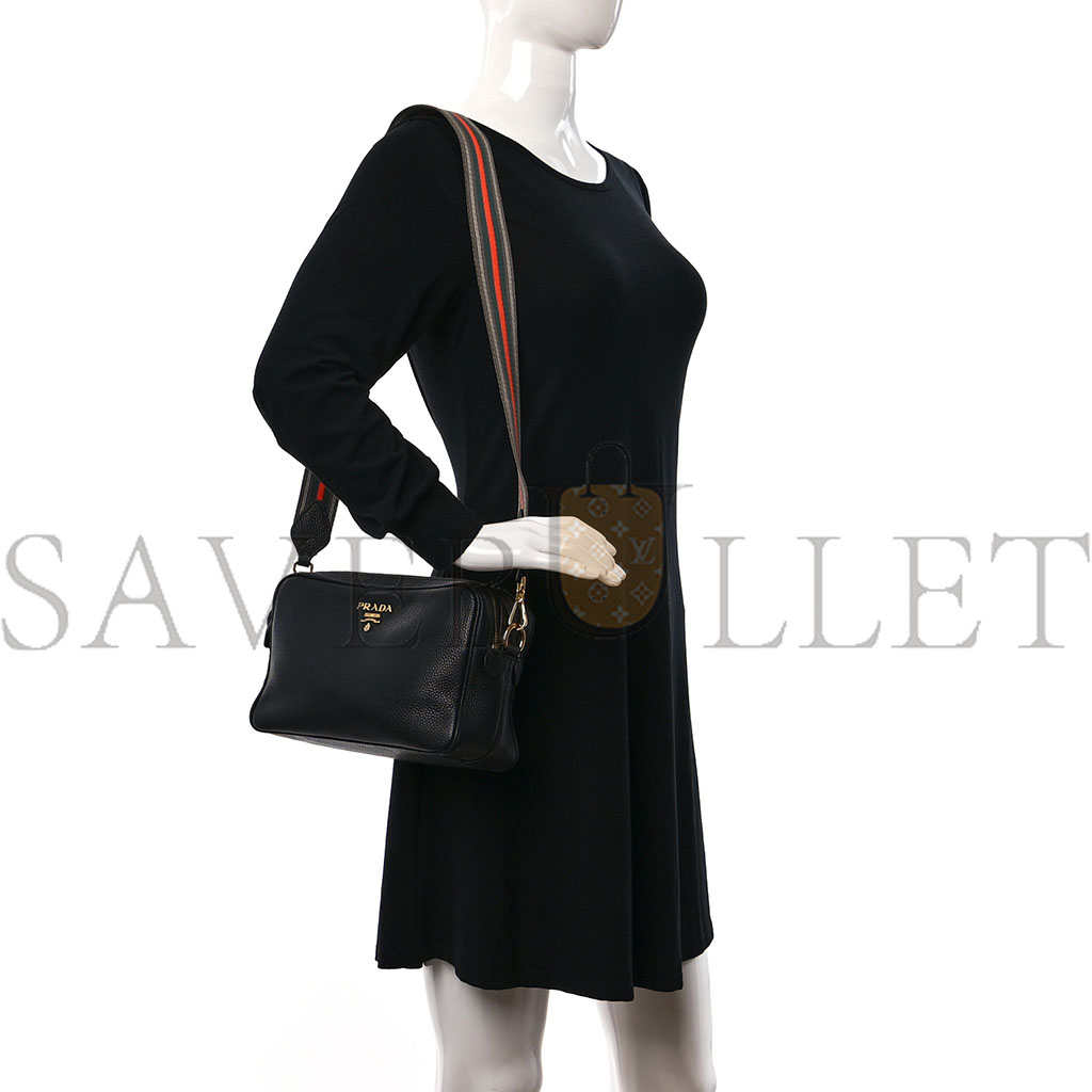 PRADA VITELLO DAINO CAMERA CROSSBODY BLACK (24*15*10cm) PRADA VITELLO DAINO CAMERA CROSSBODY BLACK (24*15*10cm)