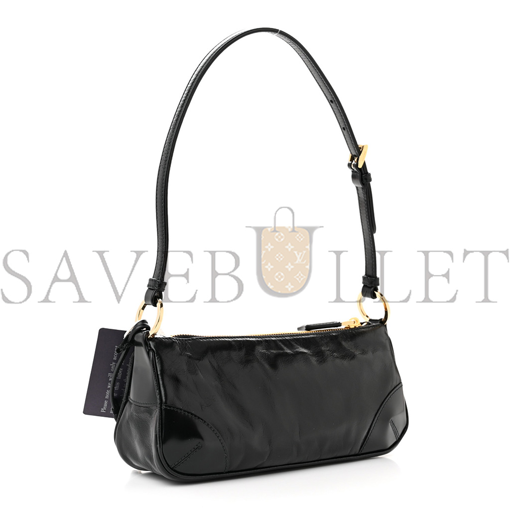 PRADA VITELLO SHINE BRUSHED CALFSKIN RE-EDITION 2002 SHOULDER BAG BLACK (24*10*6cm) PRADA VITELLO SHINE BRUSHED CALFSKIN RE-EDITION 2002 SHOULDER BAG BLACK (24*10*6cm)