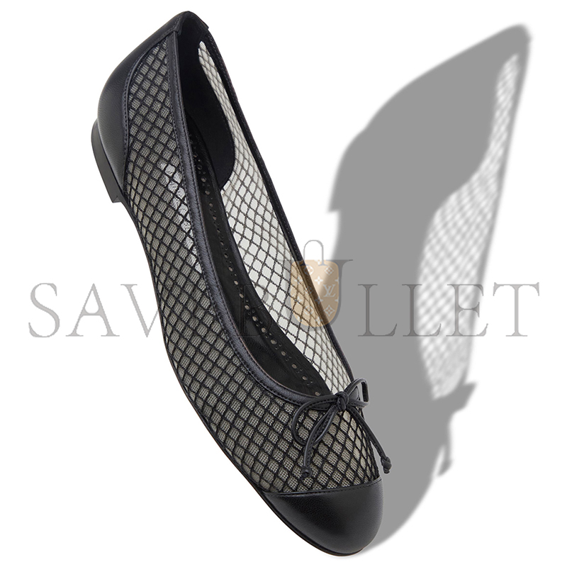MANOLO BLAHNIK CAPBALME BLACK NAPPA LEATHER BALLERINA FLATS 424-1986-0001