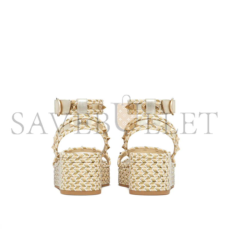 VALENTINO ROCKSTUD FLATFORM SANDALIN LAMINATED NAPPA LEATHER 45MM 4W2S0GI3DYM_YBS