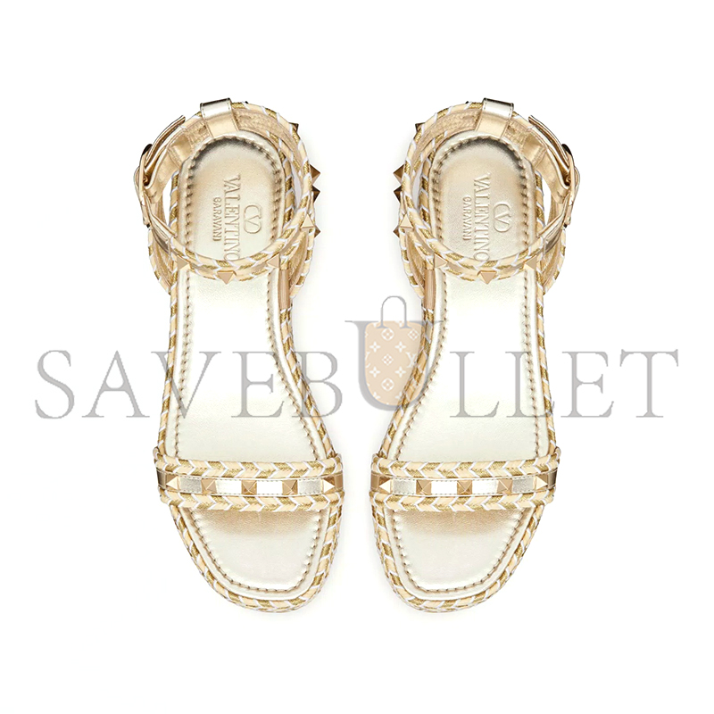 VALENTINO ROCKSTUD FLATFORM SANDALIN LAMINATED NAPPA LEATHER 45MM 4W2S0GI3DYM_YBS