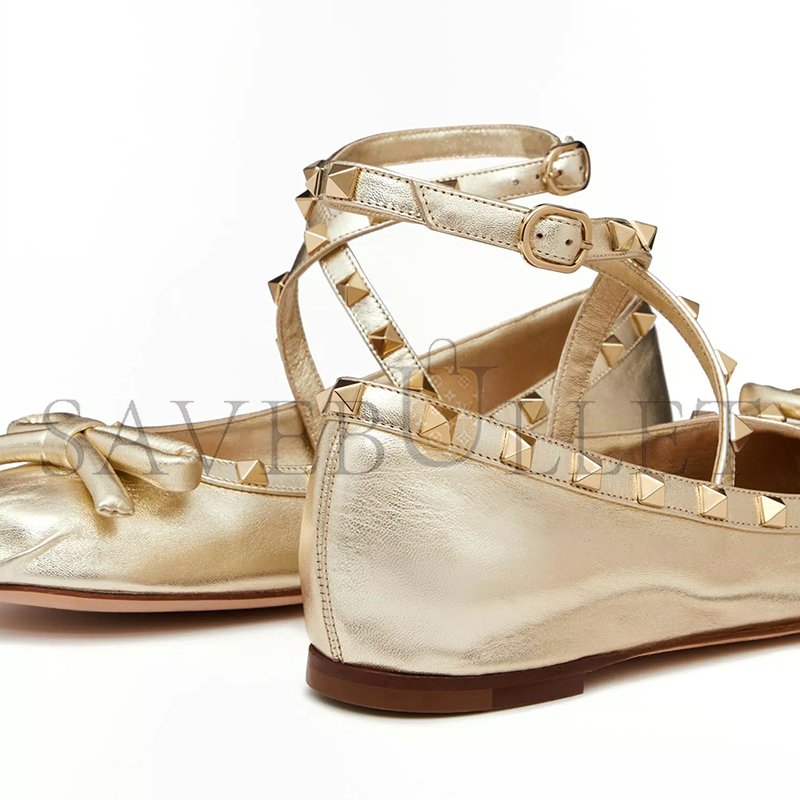 VALENTINO ROCKSTUD LAMINATED NAPPA LEATHER BALLERINA 4W2S0HB6JXH_R16