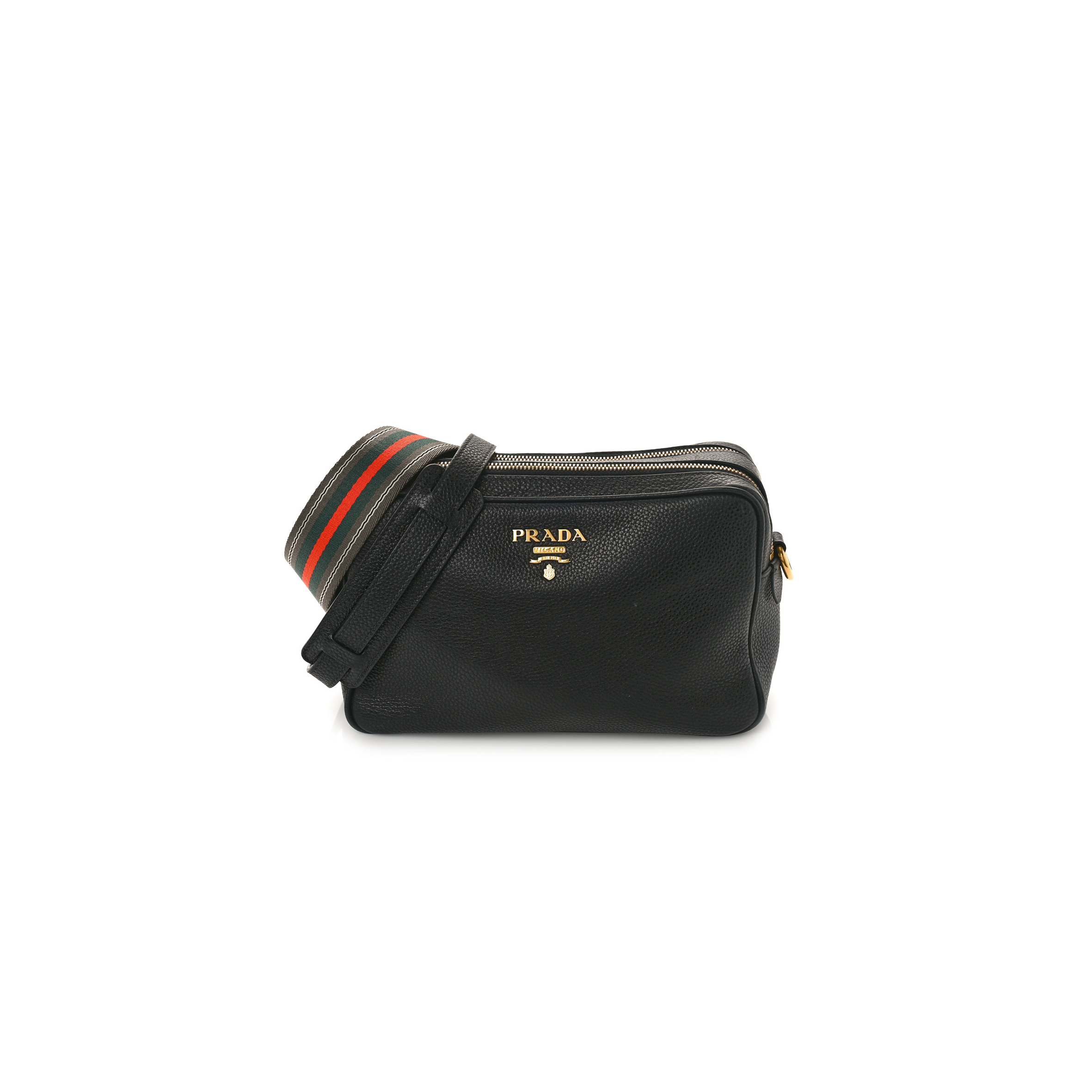 PRADA VITELLO DAINO CAMERA CROSSBODY BLACK (24*15*10cm) PRADA VITELLO DAINO CAMERA CROSSBODY BLACK (24*15*10cm)
