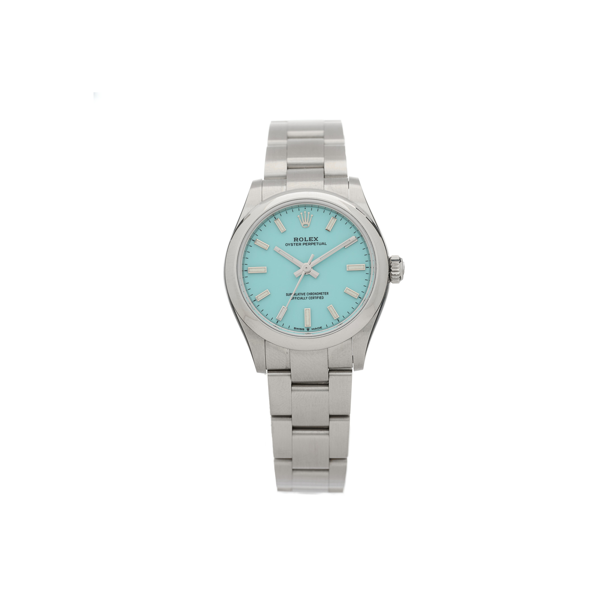 ROLEX STAINLESS STEEL 31MM OYSTER PERPETUAL WATCH TURQUOISE 277200 ROLEX STAINLESS STEEL 31MM OYSTER PERPETUAL WATCH TURQUOISE 277200