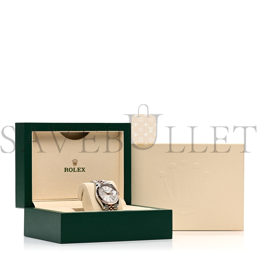 ROLEX STAINLESS STEEL 18K EVEROSE GOLD 36MM OYSTER PERPETUAL DATEJUST WATCH SILVER FLUTED 126231 ROLEX STAINLESS STEEL 18K EVEROSE GOLD 36MM OYSTER PERPETUAL DATEJUST WATCH SILVER FLUTED 126231