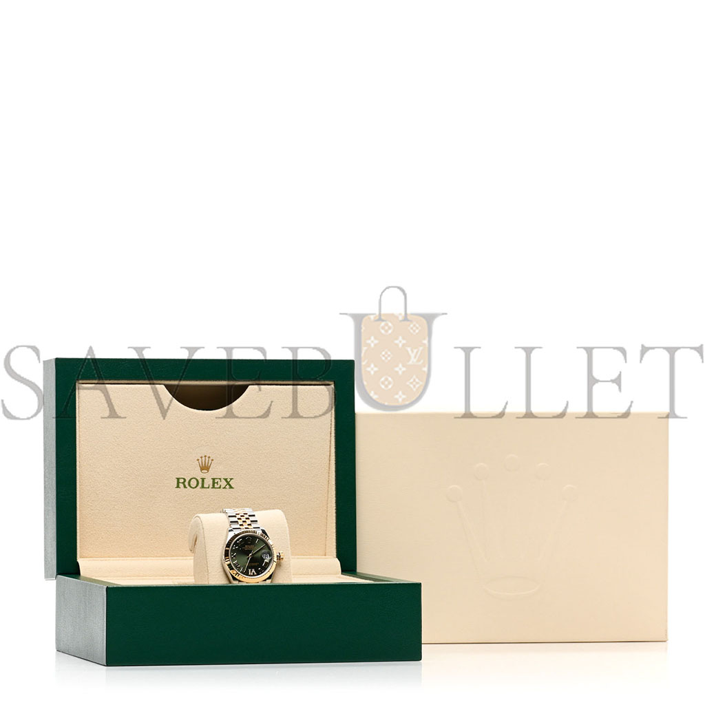 ROLEX STAINLESS STEEL 18K YELLOW GOLD DIAMOND 31MM OYSTER PERPETUAL DATEJUST WATCH OLIVE GREEN ROMAN 278273 ROLEX STAINLESS STEEL 18K YELLOW GOLD DIAMOND 31MM OYSTER PERPETUAL DATEJUST WATCH OLIVE GREEN ROMAN 278273