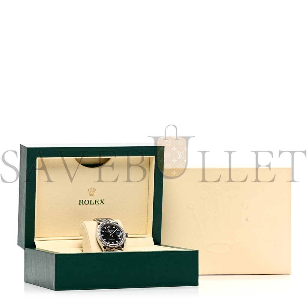 ROLEX STAINLESS STEEL 18K WHITE GOLD DIAMOND 36MM OYSTER PERPETUAL DATEJUST WATCH BLACK 126284RBR ROLEX STAINLESS STEEL 18K WHITE GOLD DIAMOND 36MM OYSTER PERPETUAL DATEJUST WATCH BLACK 126284RBR